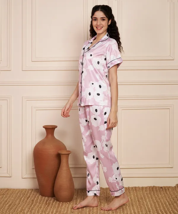 Fbella_Women’s_Satin_Night_Suit_|_Pink_Floral_Printed_Sleepwear_Set