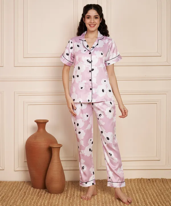 Fbella_Women’s_Satin_Night_Suit_|_Pink_Floral_Printed_Sleepwear_Set