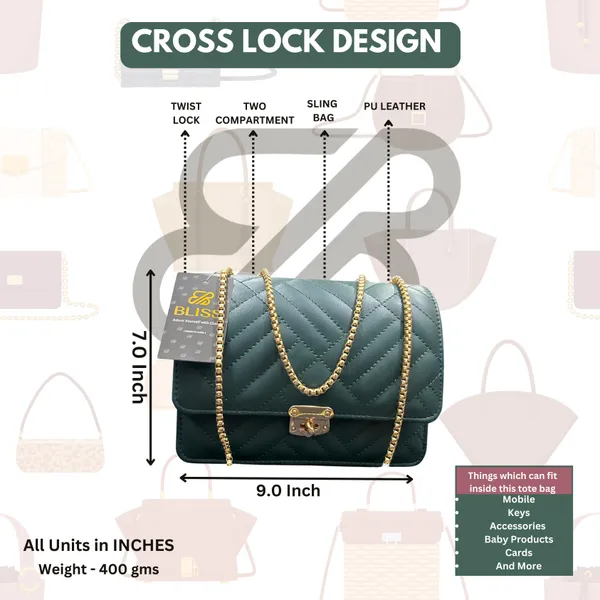 Bottle_green_PU_leather,_stylish_beautiful_sling_bag