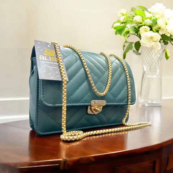 Bottle_green_PU_leather,_stylish_beautiful_sling_bag