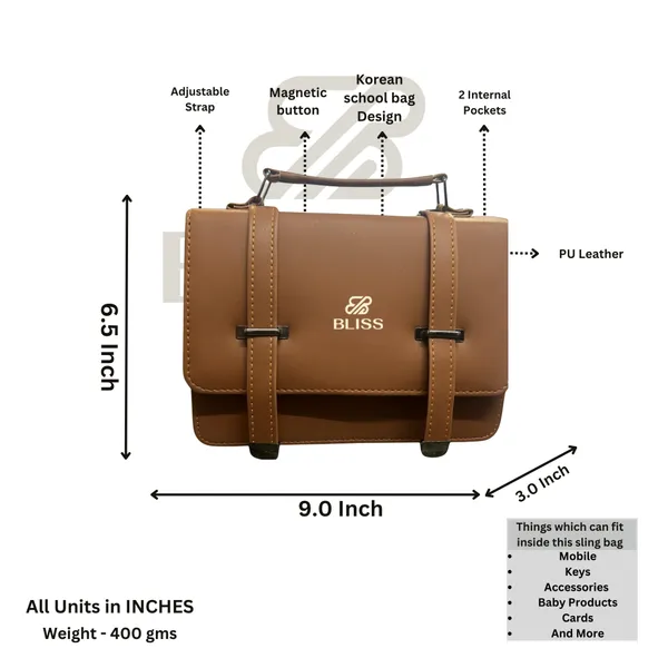 Tan_PU_leather_Korean_Sling_Bag_Women