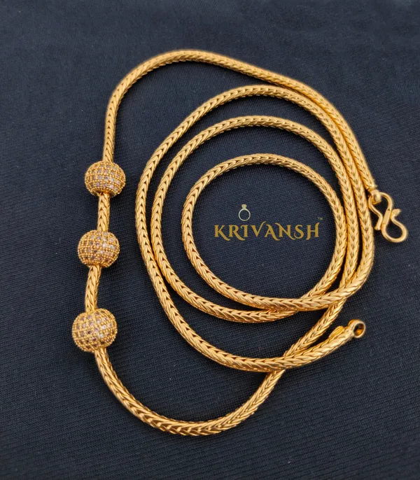 1Gm_Gold_Plated_Long_Length_ADstone_Balls_Moguppu(Mope)_Chain