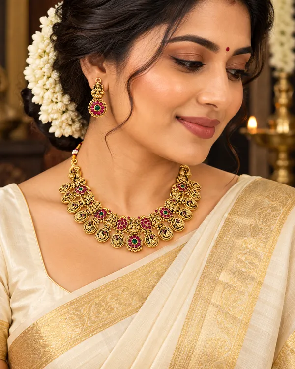 Matte_Gold_Finish_Laxmidevi_NecklaceSet