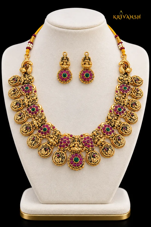 Matte_Gold_Finish_Laxmidevi_NecklaceSet