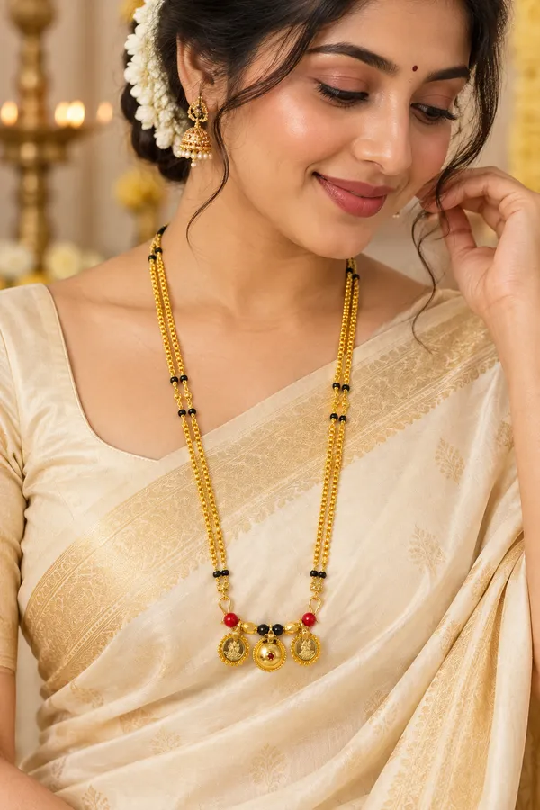 Impon_(Mix_Metal)_2Layer_Long_Length_BoxTyre_Mangalya_Chain_with_Taliset