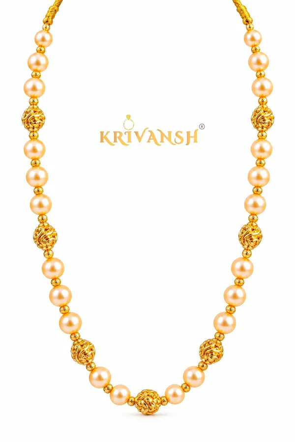 Elegant_Swarovski_Replica_Pearl_Necklace_with_Antique_Gold_Balls_|_Designer_Party_Wear_Ethnic_Jewellery