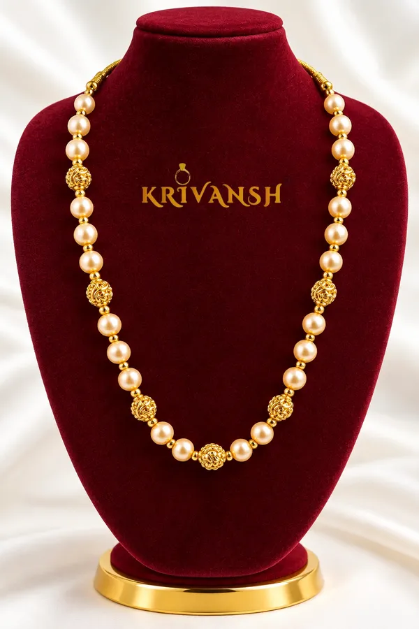 Elegant_Swarovski_Replica_Pearl_Necklace_with_Antique_Gold_Balls_|_Designer_Party_Wear_Ethnic_Jewellery