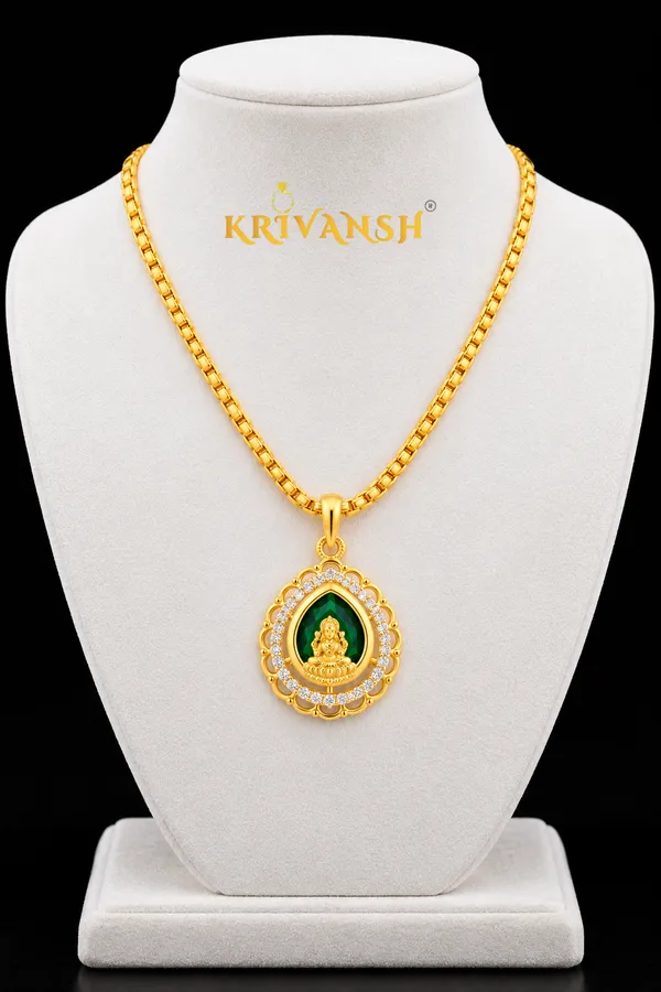 Green_LakshmiDevi__Short_Length_TearDrop_Necklace