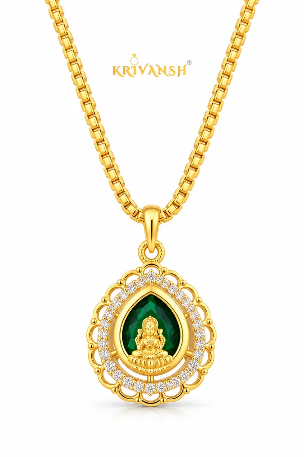 Green_LakshmiDevi__Short_Length_TearDrop_Necklace