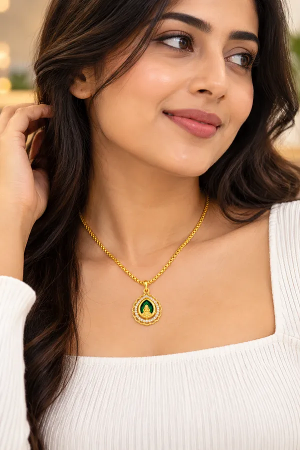 Green_LakshmiDevi__Short_Length_TearDrop_Necklace