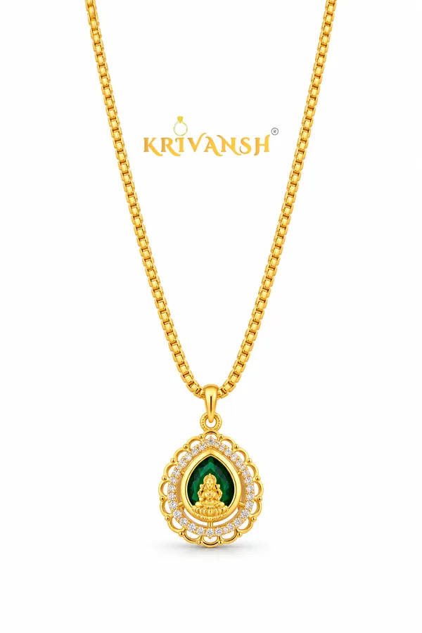 Green_LakshmiDevi__Short_Length_TearDrop_Necklace