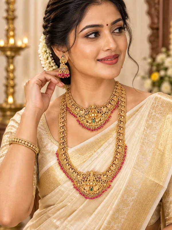 Matte_Finish_Traditional_Laxmidevi_LongHar_Necklace_Combo_set