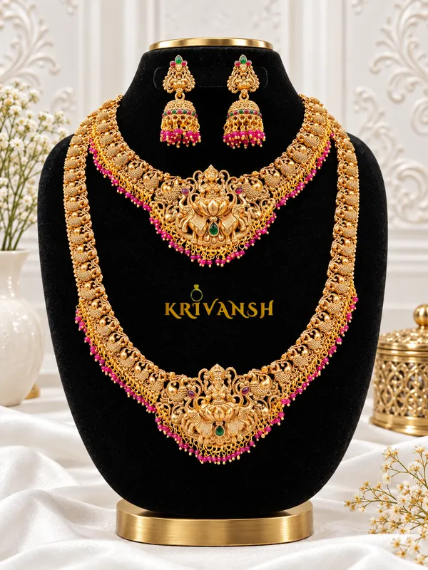 Matte_Finish_Traditional_Laxmidevi_LongHar_Necklace_Combo_set