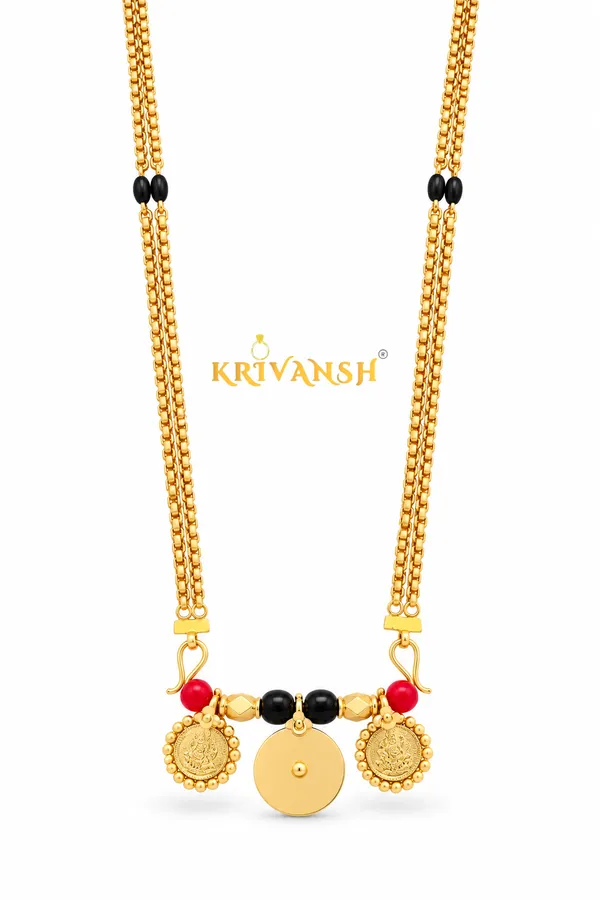 Premium_Gold_Plated_2string_Tatte_Tali_Chain_|_Black_Beaded|_30"inches