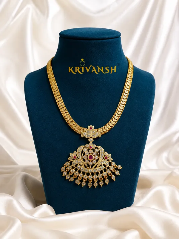 Premium_Traditional_Gold-Plated_Padaka_Necklace_with_Ruby_&_CZ_Stones