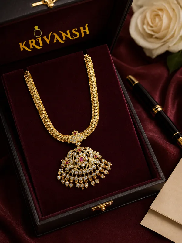 Premium_Traditional_Gold-Plated_Padaka_Necklace_with_Ruby_&_CZ_Stones