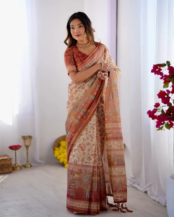 Linen__Saree_(With_Unstitched_Blouse)