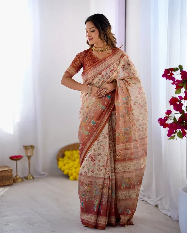 Linen__Saree_(With_Unstitched_Blouse)