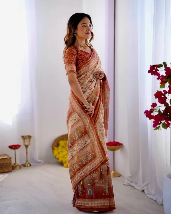 Linen__Saree_(With_Unstitched_Blouse)