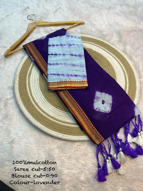 Pure_100%_Mul_Cotton_Saree_With_Unstiched_Blouse_Piece