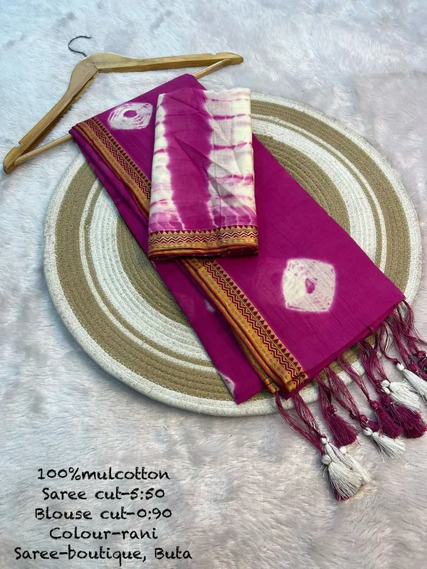 Pure_100%_Mul_Cotton_Saree_With_Unstiched_Blouse_Piece