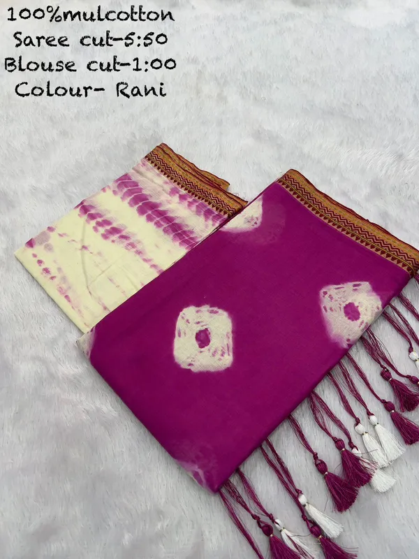 Pure_100%_Mul_Cotton_Saree_With_Unstiched_Blouse_Piece