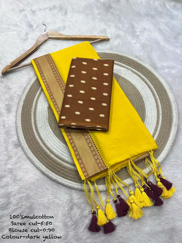 Pure_100%_Mul_Cotton_Saree_With_Unstiched_Blouse_Piece