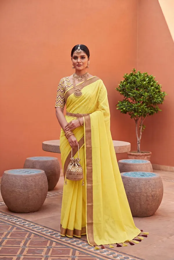 Pure_100%_Mul_Cotton_Saree_With_Unstiched_Blouse_Piece