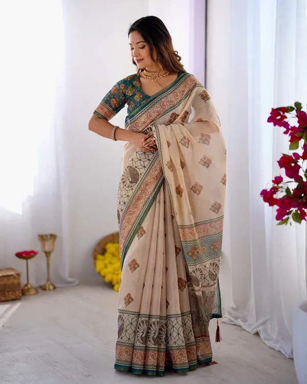 Linen__Saree_(With_Unstitched_Blouse)