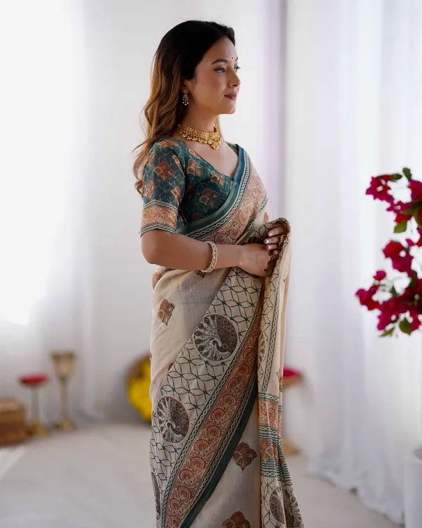Linen__Saree_(With_Unstitched_Blouse)