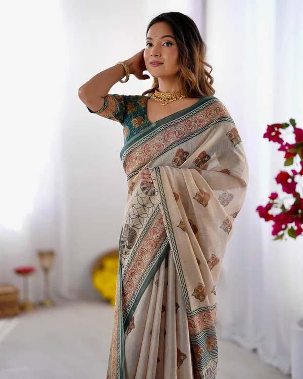 Linen__Saree_(With_Unstitched_Blouse)