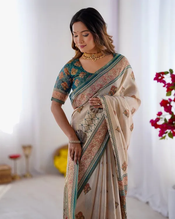 Linen__Saree_(With_Unstitched_Blouse)