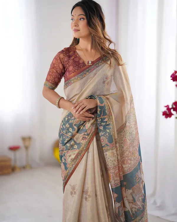 Linen__Saree_(With_Unstitched_Blouse)