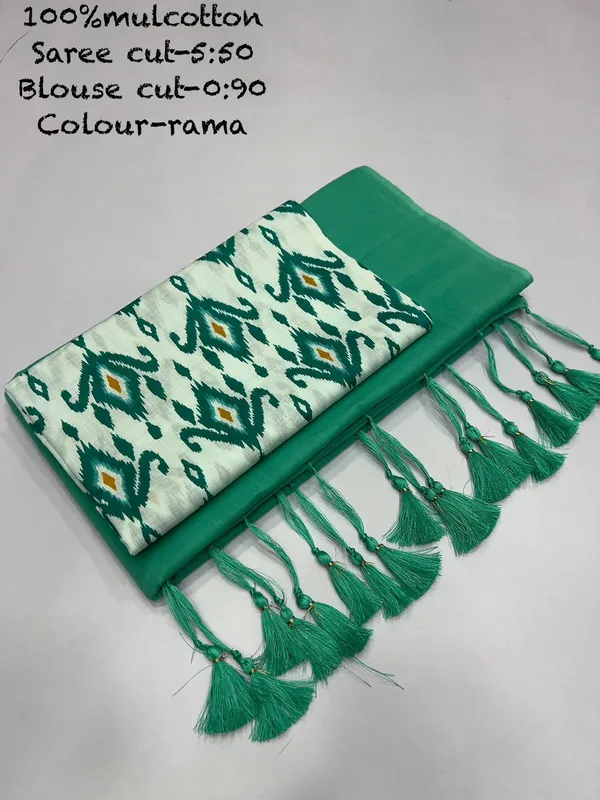Pure_100%_Mul_Cotton_Saree_With_Unstiched_Blouse_Piece