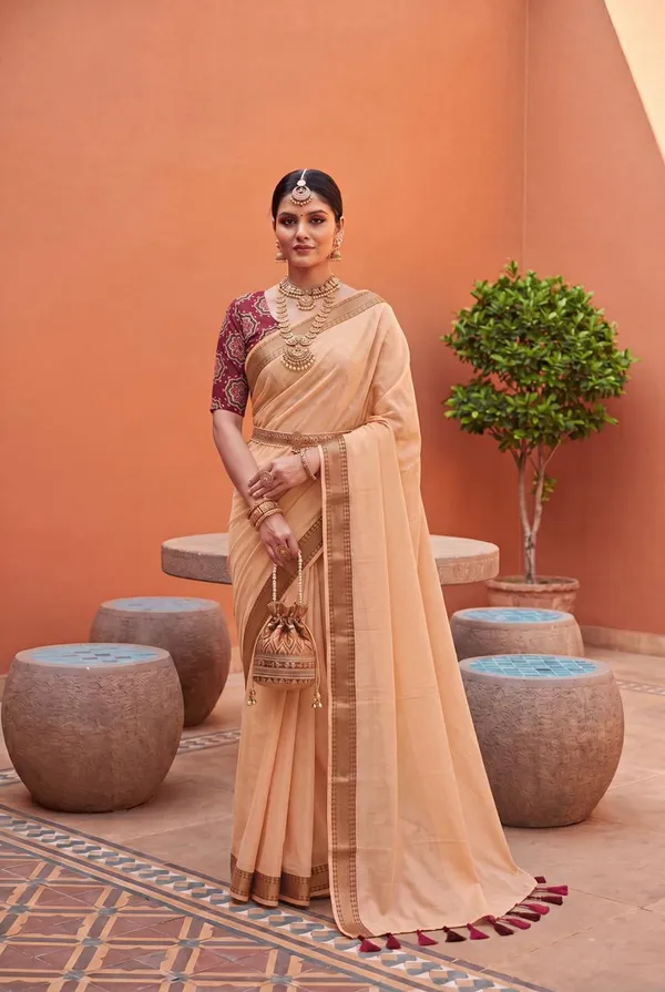 Pure_100%_Mul_Cotton_Saree_With_Unstiched_Blouse_Piece