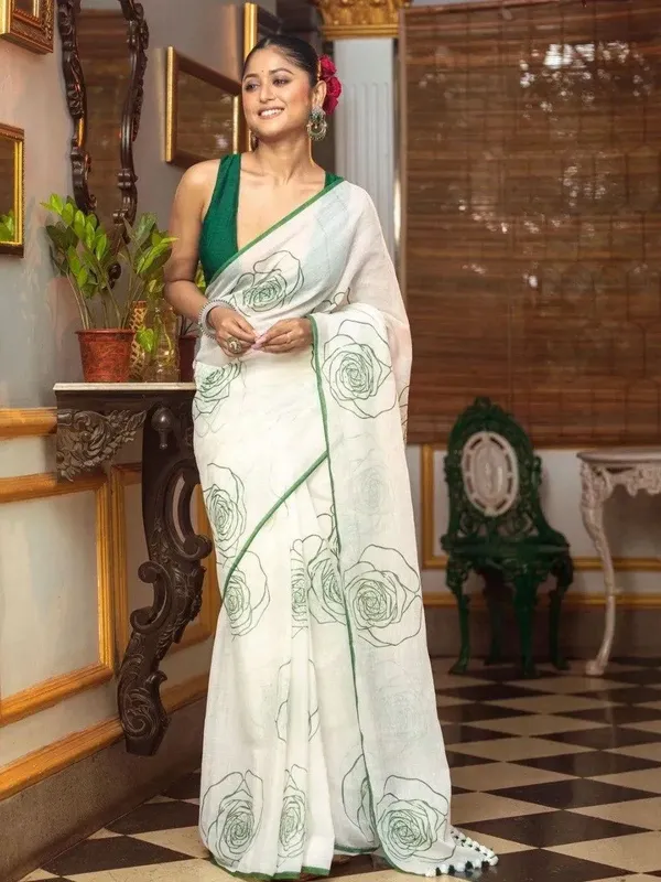 Linen__Saree_(With_Unstitched_Blouse)