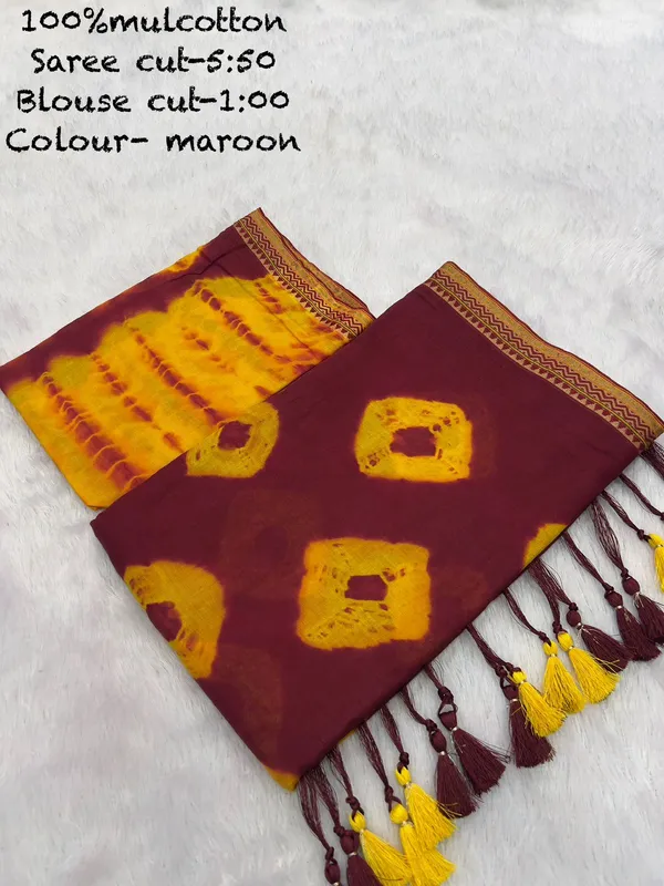 Pure_100%_Mul_Cotton_Saree_With_Unstiched_Blouse_Piece