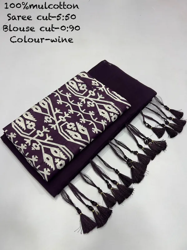 Pure_100%_Mul_Cotton_Saree_With_Unstiched_Blouse_Piece