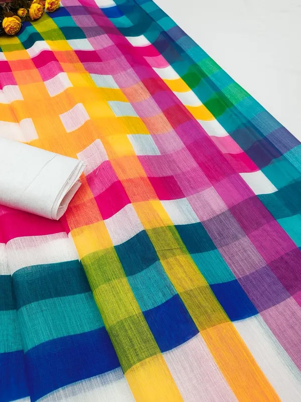 Linen__Saree_(With_Unstitched_Blouse)