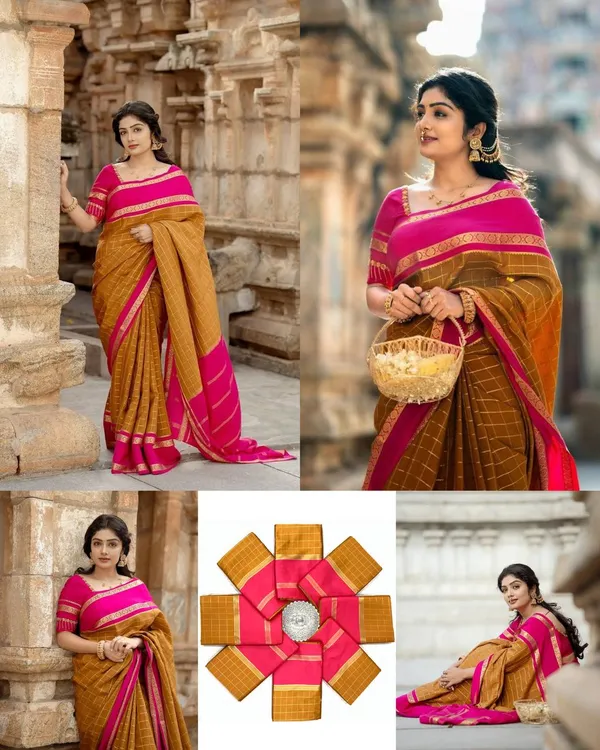 Soft_Lichi_Silk_Saree_with_Unstiched_Blouse_Piece
