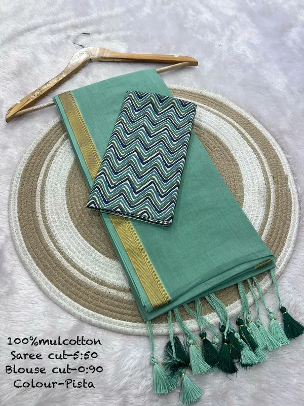 Pure_100%_Mul_Cotton_Saree_With_Unstiched_Blouse_Piece