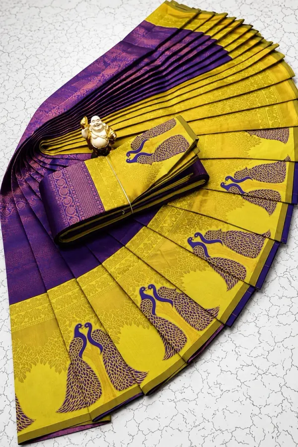 Purple_&_Lime_Green_Peacock_Zari_Soft_Silk_Saree