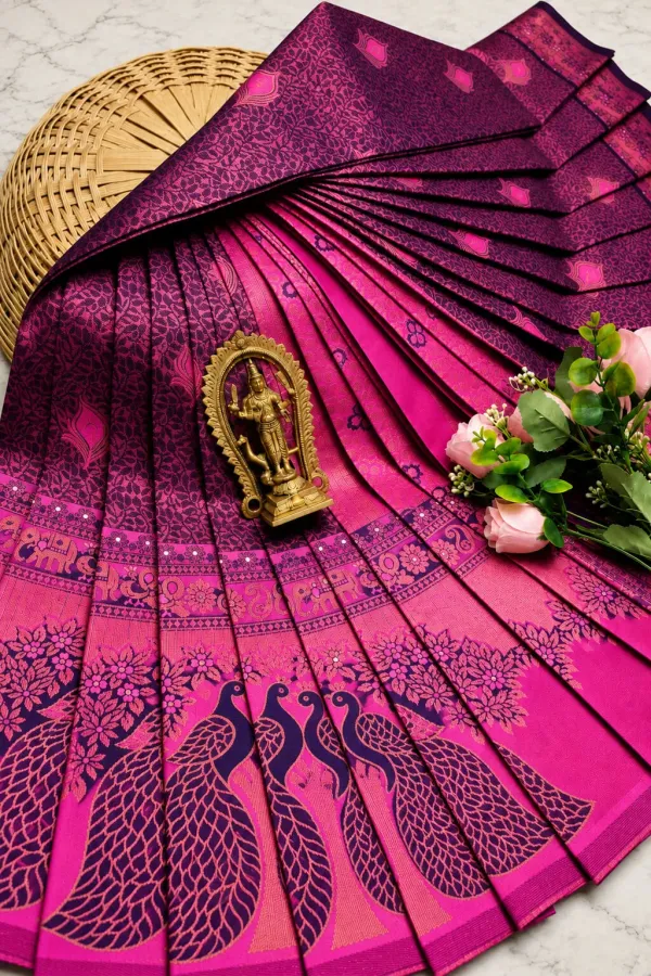 Rani_Pink_&_Purple_Peacock_Zari_Soft_Silk_Saree