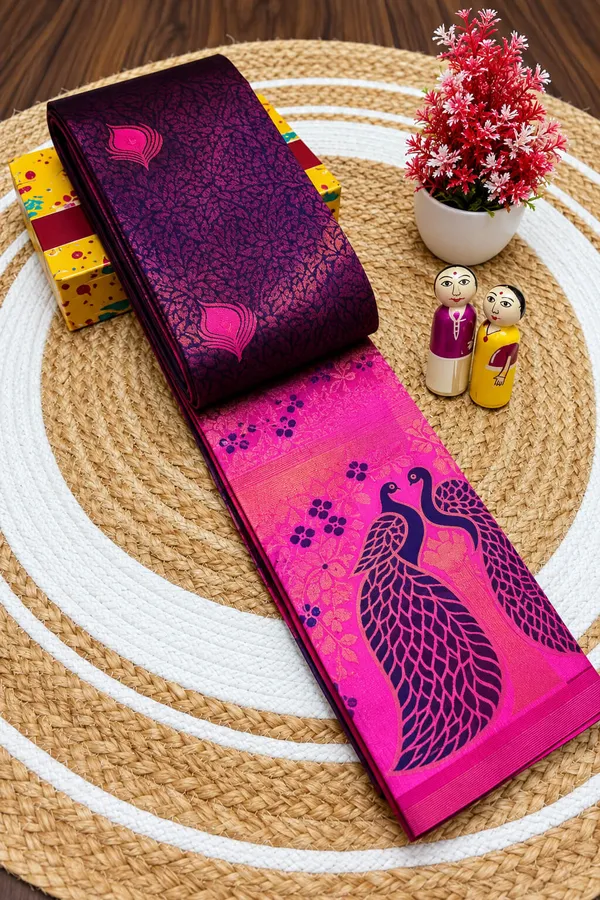 Rani_Pink_&_Purple_Peacock_Zari_Soft_Silk_Saree