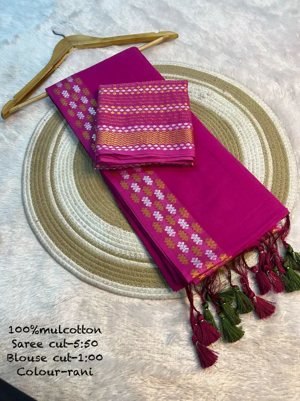 Pure_100%_Mul_Cotton_Saree_With_Unstiched_Blouse_Piece