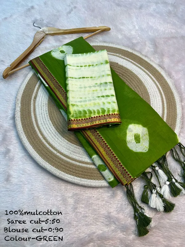 Pure_100%_Mul_Cotton_Saree_With_Unstiched_Blouse_Piece