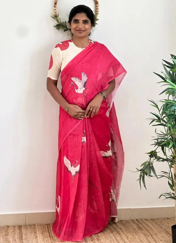 Linen__Saree_(With_Unstitched_Blouse)