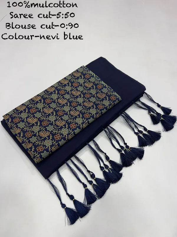 Pure_100%_Mul_Cotton_Saree_With_Unstiched_Blouse_Piece