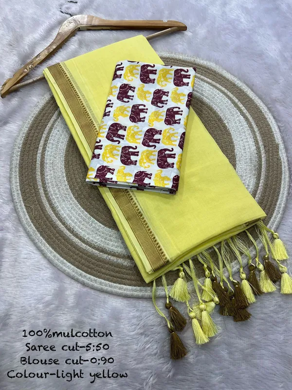 Pure_100%_Mul_Cotton_Saree_With_Unstiched_Blouse_Piece