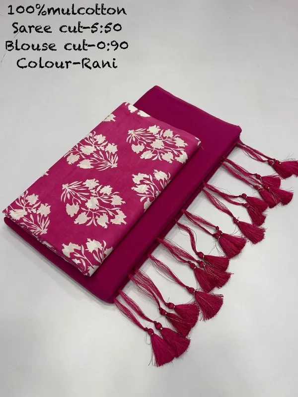 Pure_100%_Mul_Cotton_Saree_With_Unstiched_Blouse_Piece